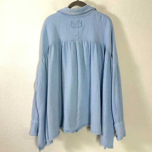 Free People We The Free Cardiff Top in Blue Bell Oversized Large Gauze Cotton - Picture 8 of 11